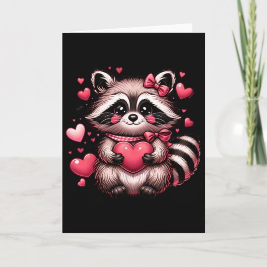 Waschbär Valentinsherzen Karte (Vorderseite)