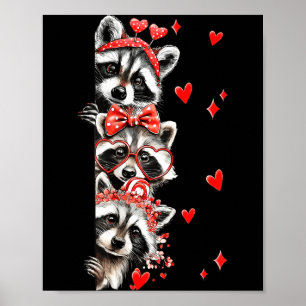 Waschbär Valentinstag Lustiger Wilder Waschbär Lie Poster