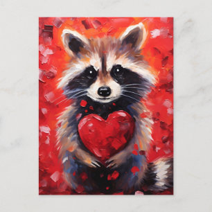 Waschbär Valentinstag Postkarte