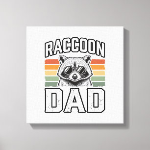 Waschbär-Vater Vintage-Stich Retro-Vector-Design_ Leinwanddruck