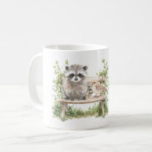 Waschbär Vogel auf Bank Beste Freunde Für Immer Kaffeetasse (Vorderseite Links)