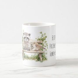 Waschbär Vogel auf Bank Beste Freunde Für Immer Kaffeetasse