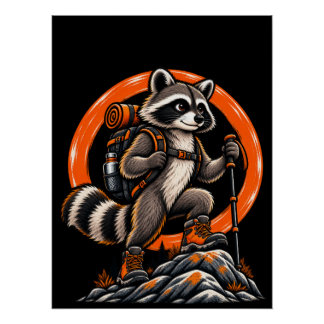 Waschbär-Wanderer – Wilde Pfade Poster