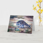 Waschbär, was dieses Birtday ist Karte (Gelbe Blume)