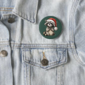 Waschbär Weihnachten Tier Santa Hut Xmas Button (Beispiel)