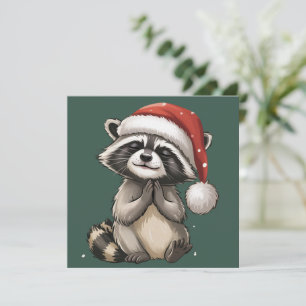 Waschbär-Weihnachts-Tier-Santa-Hut Xmas Feiertagskarte