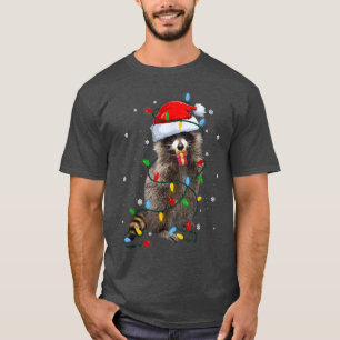 Waschbär-Weihnachtsbaum-Lichter-Schlafanzug Waschb T-Shirt