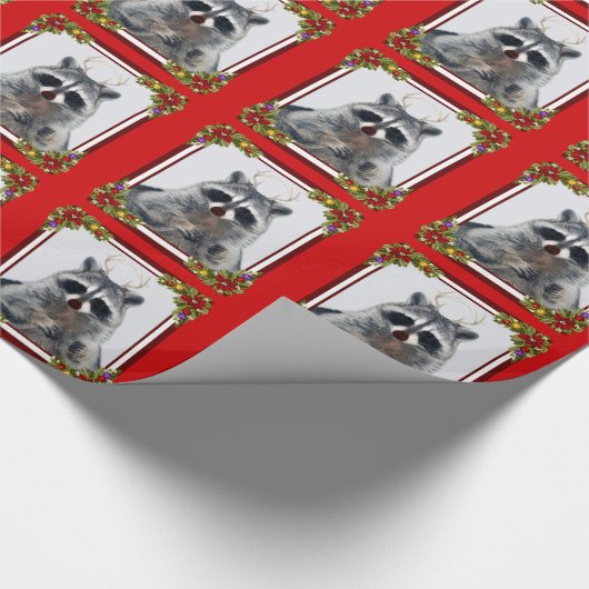 Waschbär-WeihnachtsPackpapier Geschenkpapier (Ecke)