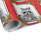 Waschbär-WeihnachtsPackpapier Geschenkpapier (Rolleneckpunkt)