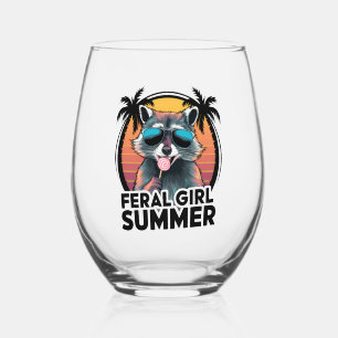 Waschbär Wilde Mädchen Sommer Vintage Opossum Lieb Weinglas Ohne Stiel
