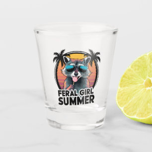Waschbär-Wilde-Mädchen-Sommer-Vintage-Oppossum-Lie Schnapsglas