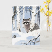 Waschbär Winter Karte (Gelbe Blume)