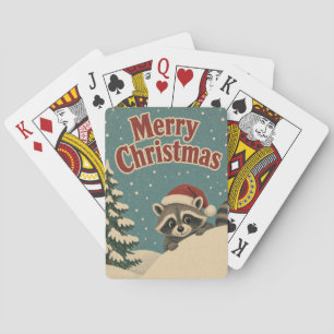 Waschbär Winterdrift Tier Weihnachten Spielkarten