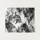 Waschbärbach-Teppich | Wald-Wildtier-Kunst Wandteppich (Vorderseite (Horizontal))