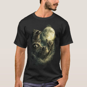Waschbären bei Vollmondnacht Lustiger Waschbär T-Shirt