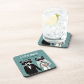 Waschbären, die Braut und Bräutigam mit Untersetzer (Rechte Seite)