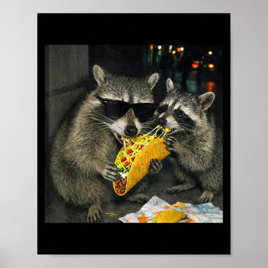 Waschbären essen Taco lustiger Müll-Panda Essen  Poster (Vorne)