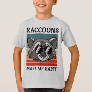 Waschbären machen mich glücklich Retro Vintage Was T-Shirt