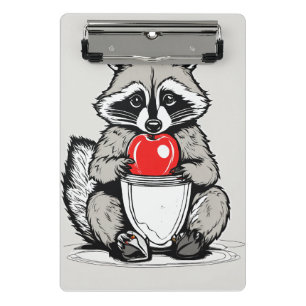 Waschbären-Snack: Einfache Linienillustration Mini Klemmbrett
