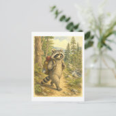 Waschbären-Wanderillustration Postkarte (Stehend Vorderseite)