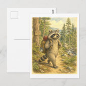Waschbären-Wanderillustration Postkarte (Vorne/Hinten)
