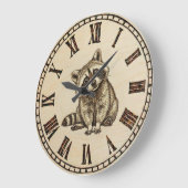 Waschbären-Wanduhr Große Wanduhr (Winkel)