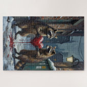 Waschbärenbanditen teilen gestohlene Samttorte Puzzle (Horizontal)