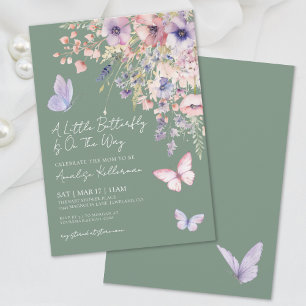 Waschbecken Green Butterfly Wildblume Babydusche Einladung
