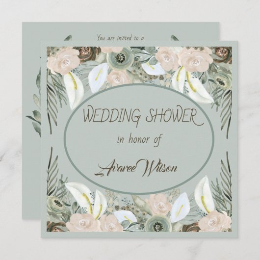 Waschbecken Grün und Vanilla Creme Dusche Einladung (Vorne/Hinten)