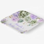 Waschbecken Grüne und Lila Blütendusche Pappteller (Gewinkelt)