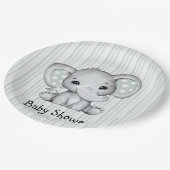 Waschbecken Grüne Wasserfarbe Elephant Neutral Bab Pappteller (Schrägansicht)