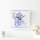 Waschbecken und Handtuch Katzenbett Badezimmer Han Quadratische Wanduhr (Zuhause)