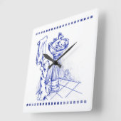 Waschbecken und Handtuch Katzenbett Badezimmer Han Quadratische Wanduhr (Winkel)