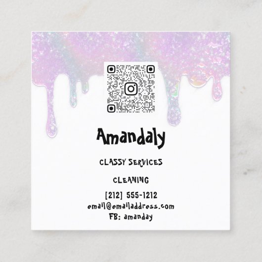 Waschdienst QR-Code schwarz Quadratische Visitenkarte (Rückseite)