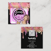 Waschdienst QR-Code schwarz Quadratische Visitenkarte (Vorne/Hinten)