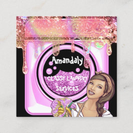 Waschdienst QR-Code schwarz Quadratische Visitenkarte