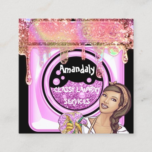 Waschdienst QR-Code schwarz Quadratische Visitenkarte (Vorderseite)