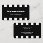 Wäsche Beruflich Moderne Schwarz-weiße Streifen Visitenkarte (Vorne/Hinten)