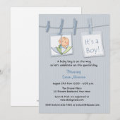 Wäsche, Blau, Baby Boy Dusche Einladung (Vorne/Hinten)