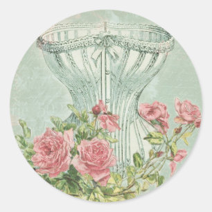 Wäsche Brautparty Siegel Vintage rosa Rosen Runder Aufkleber