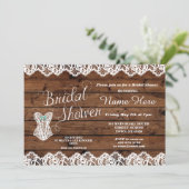 Wäsche-Brautparty-Spitze-Korsettholz Einladung (Stehend Vorderseite)