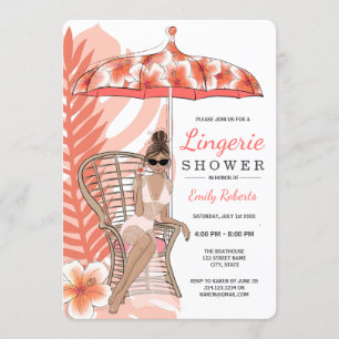 Wäsche Dusche Braut mit braunen Haaren Einladung