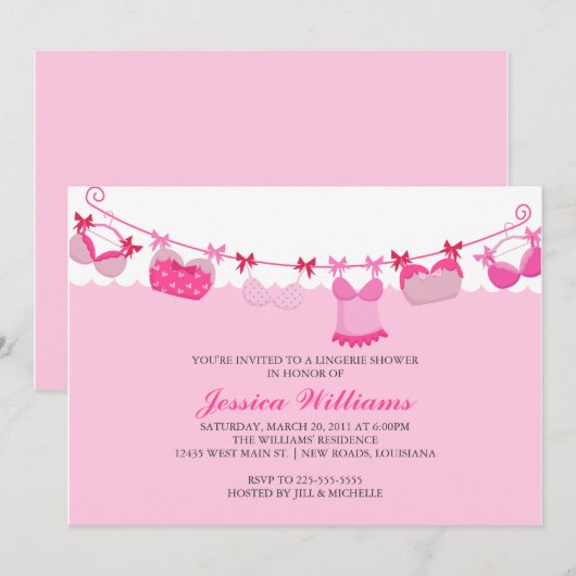 Wäsche-Dusche Einladung (Vorne/Hinten)