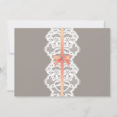 Wäsche-Dusche laden korallenrote Brautparty-Spitze Einladung (Rückseite)