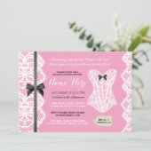 Wäsche-Dusche laden rosa u. schwarzes Brautparty Einladung (Stehend Vorderseite)