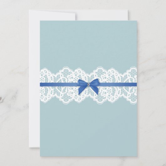 Wäsche-Duschen-bräutlicher silberner blauer Einladung (Rückseite)