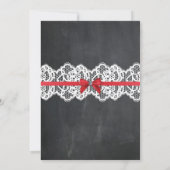 Wäsche-Duschen-Brautparty-Kreide-rote Spitze laden Einladung (Rückseite)