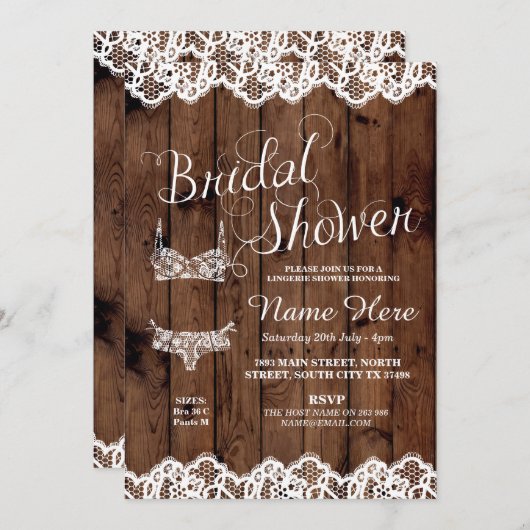 Wäsche-Duschen-Brautparty-laden hölzerne Einladung (Vorne/Hinten)