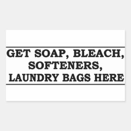 'Wäsche hier holen' Waschraum Schwarz Overlay Rechteckiger Aufkleber