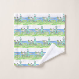 Wäsche; Leuchtturm Waschlappen